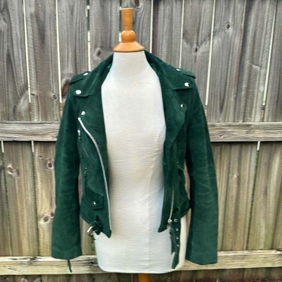 Carrie Hoxton ‘Brando’ green suede moto jacket, size 10UK (6US) - Picture 8 of 12